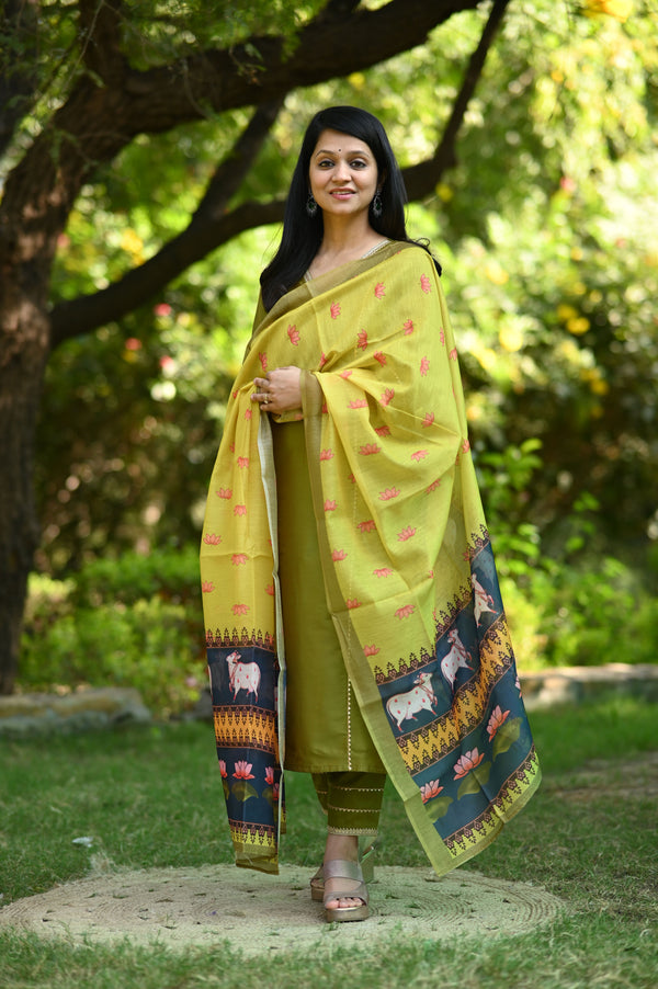 Varshini Silk Suit set with Chanderi Dupatta