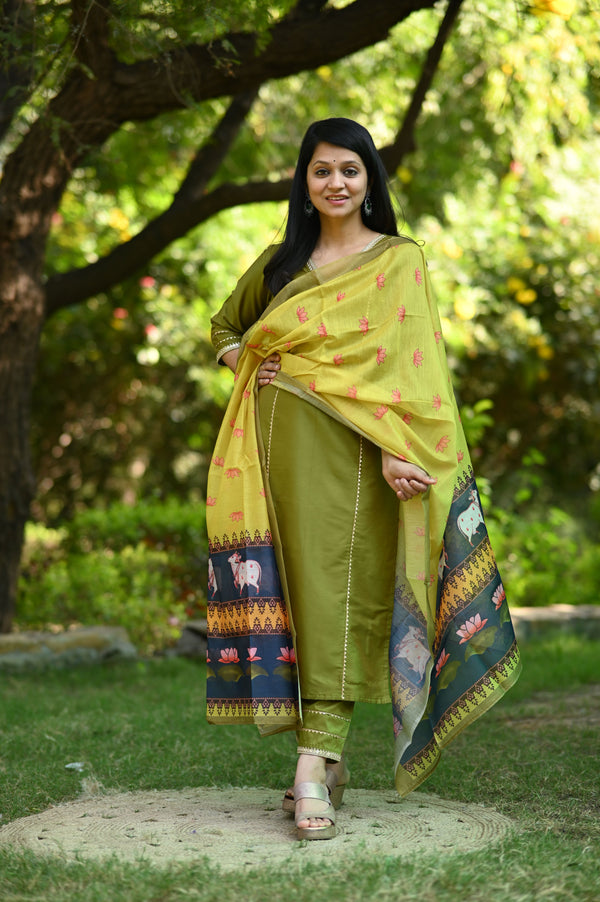 Varshini Silk Suit set with Chanderi Dupatta
