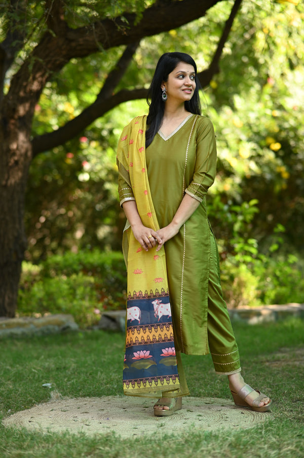 Varshini Silk Suit set with Chanderi Dupatta