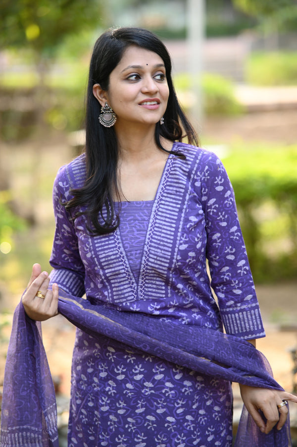 SrivaniBagru Hand Block Printed Suit Set