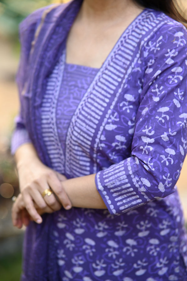 SrivaniBagru Hand Block Printed Suit Set