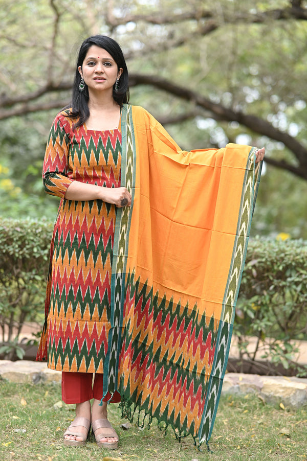 Pochampally Tejasvini Ikkat Cotton Suit Set