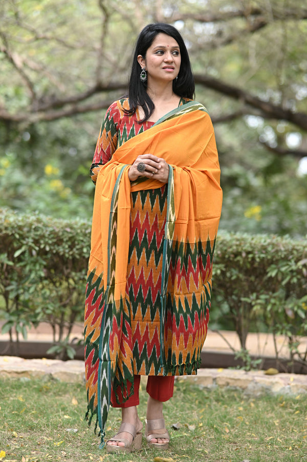 Pochampally Tejasvini Ikkat Cotton Suit Set