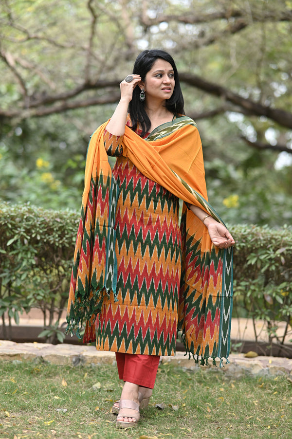 Pochampally Tejasvini Ikkat Cotton Suit Set