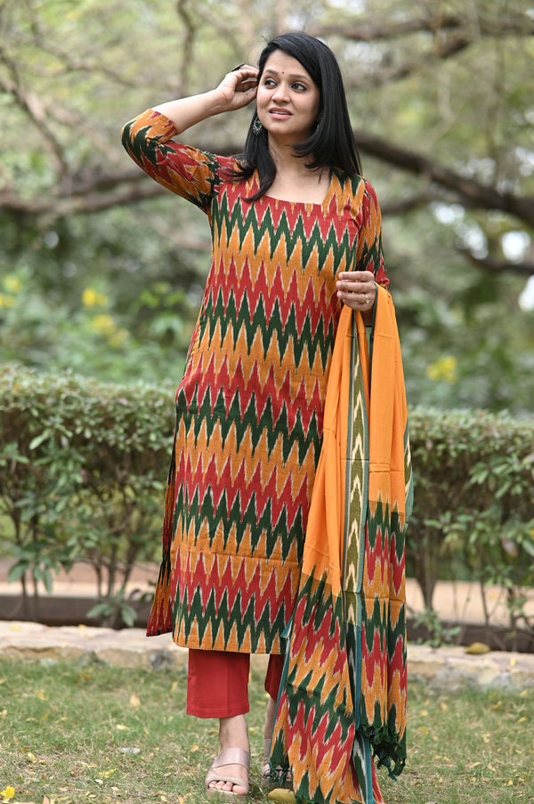 Pochampally Tejasvini Ikkat Cotton Suit Set