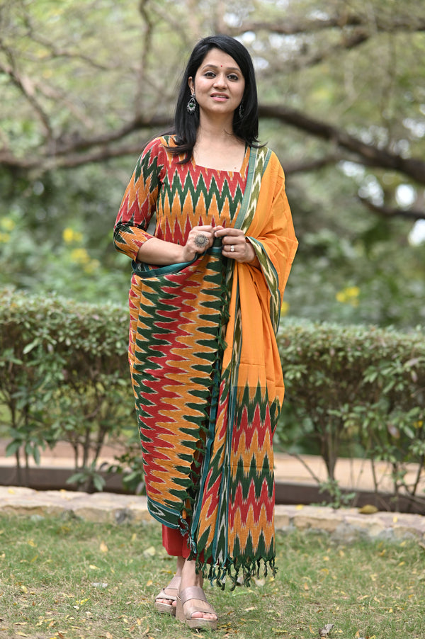 Pochampally Tejasvini Ikkat Cotton Suit Set