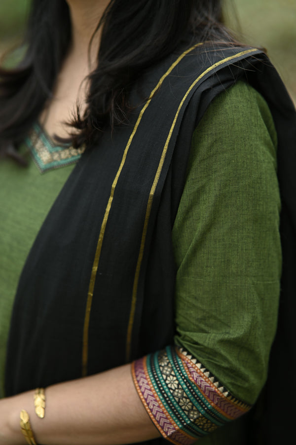 Olive Black Elegance Anarkali