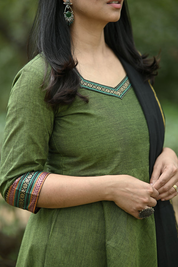 Olive Black Elegance Anarkali