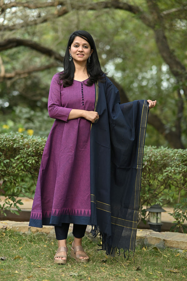 TanmayaRoyal Plum & Navy Anarkali