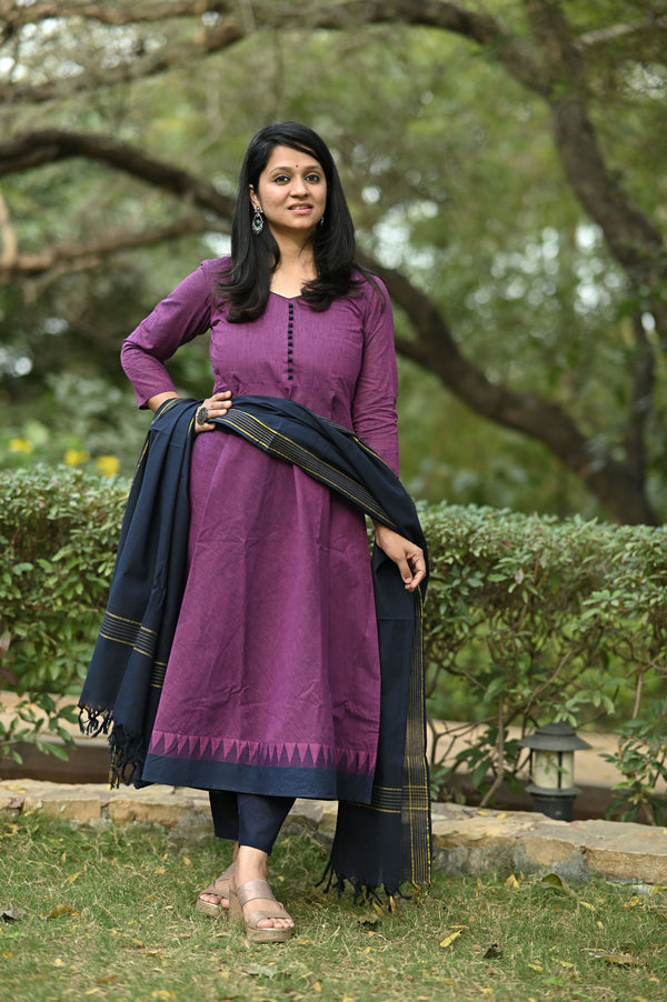 TanmayaRoyal Plum & Navy Anarkali
