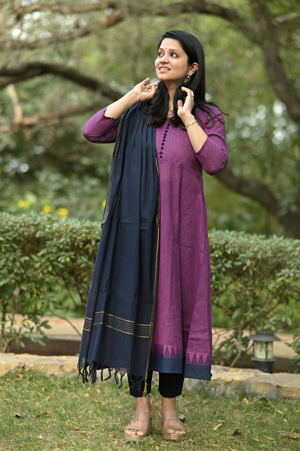 TanmayaRoyal Plum & Navy Anarkali