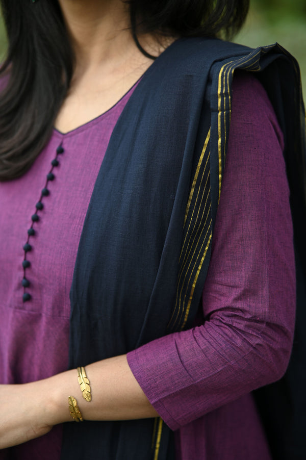 TanmayaRoyal Plum & Navy Anarkali