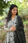 Noir Blossom Chanderi Anarkali Set