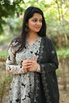 Noir Blossom Chanderi Anarkali Set