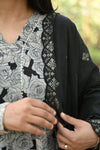 Noir Blossom Chanderi Anarkali Set