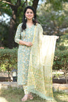 Karigari Hand block Suit set with Dupatta