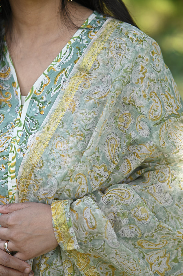 Karigari Hand block Suit set with Dupatta