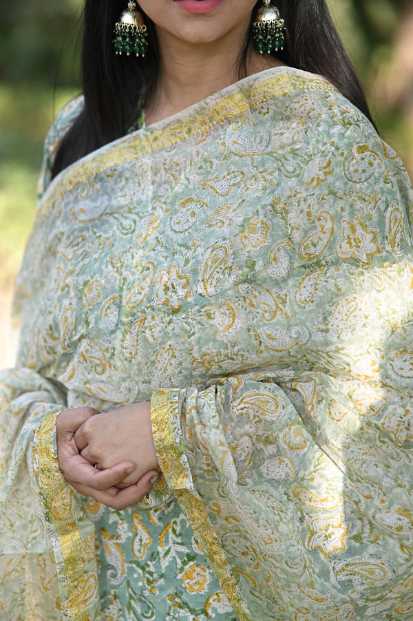 Karigari Hand block Suit set with Dupatta