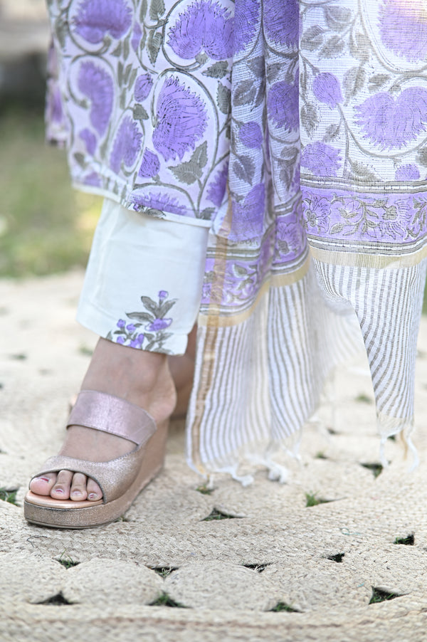 Padmaja Fresh FloralsHand block Suit Set with Dupatta