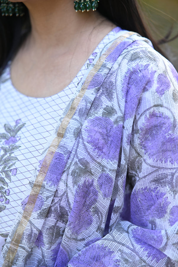 Padmaja Fresh FloralsHand block Suit Set with Dupatta