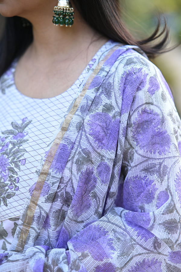 Padmaja Fresh FloralsHand block Suit Set with Dupatta