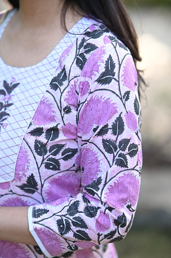 Padmaja Fresh FloralsHand block Suit Set with Dupatta