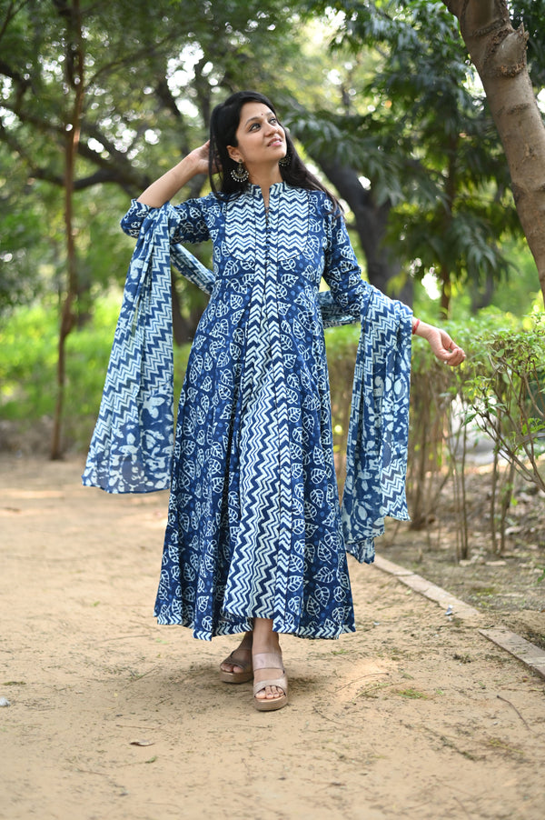 Indigo Waves Flared Anarkali