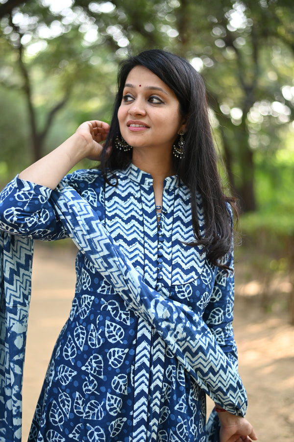 Indigo Waves Flared Anarkali