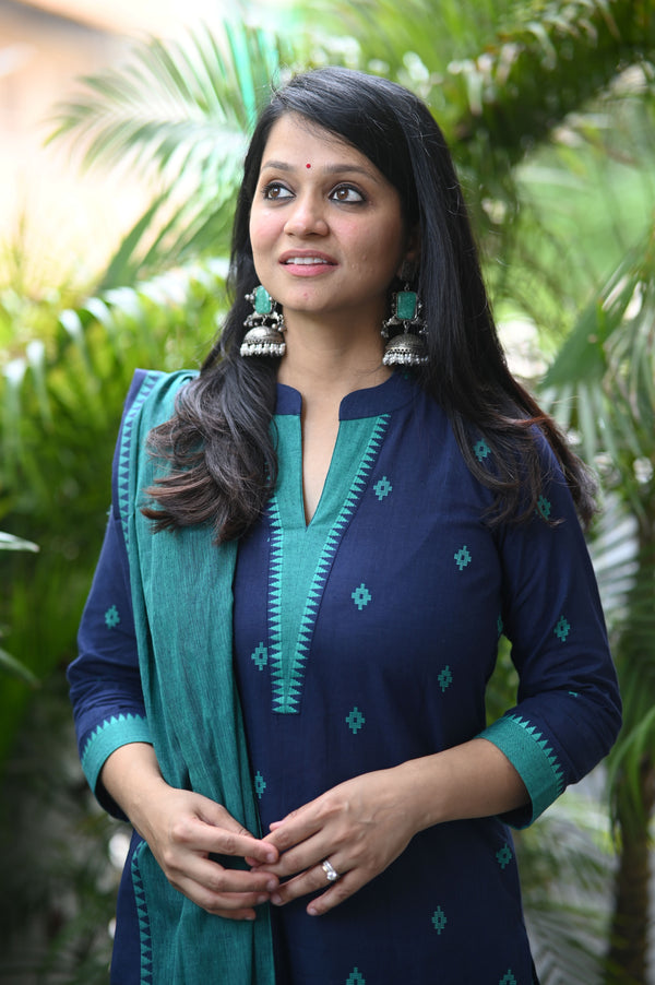 Sootra - Cotton Kurta Set with Woven Dupatta