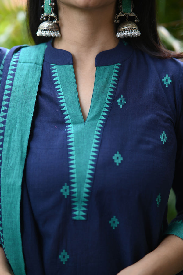 Sootra - Cotton Kurta Set with Woven Dupatta