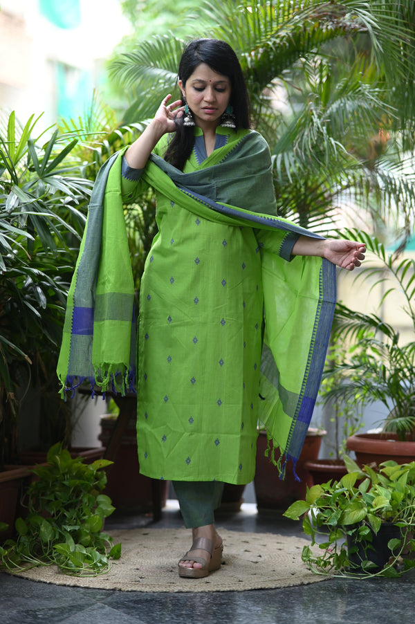 Sootra - Cotton Kurta Set with Woven Dupatta