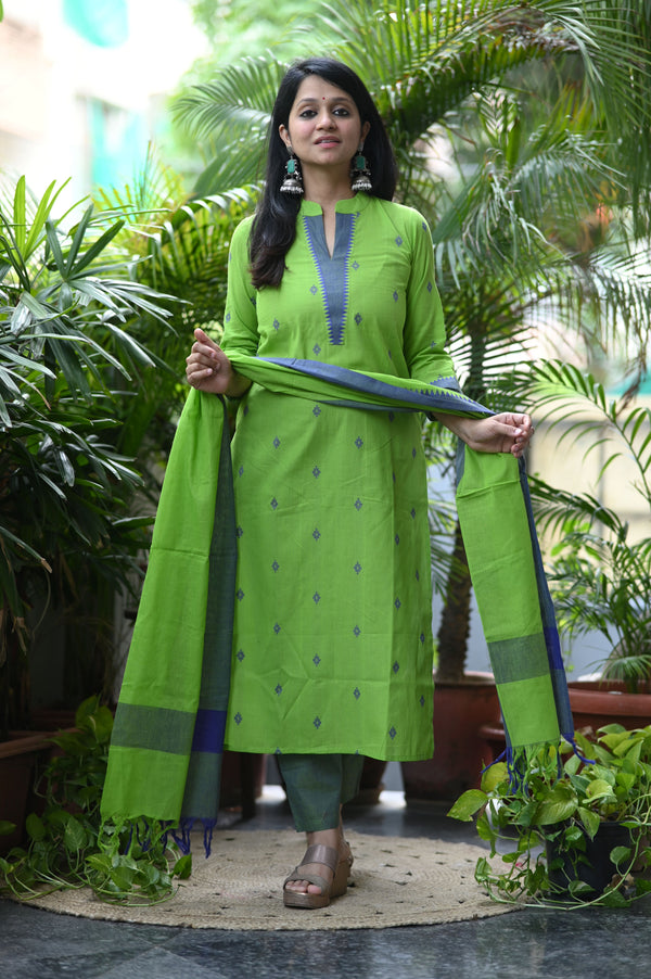 Sootra - Cotton Kurta Set with Woven Dupatta