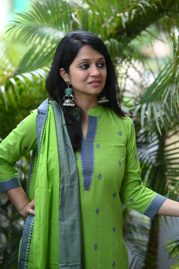 Sootra - Cotton Kurta Set with Woven Dupatta