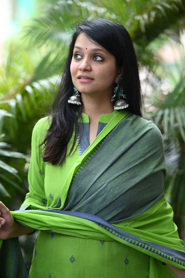 Sootra - Cotton Kurta Set with Woven Dupatta