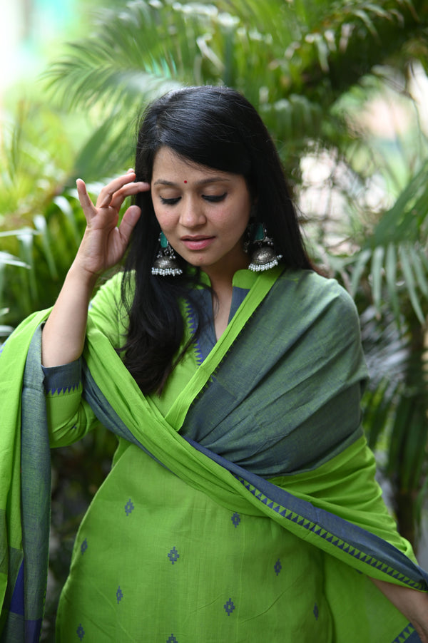 Sootra - Cotton Kurta Set with Woven Dupatta