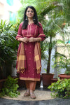 Sootra - Cotton Kurta Set with Woven Dupatta