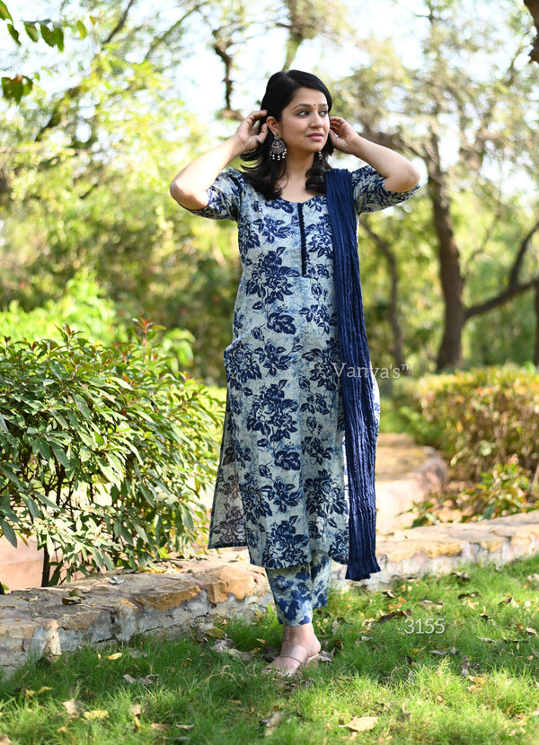 Neelakshi Indigo Print Kurta Suit Set