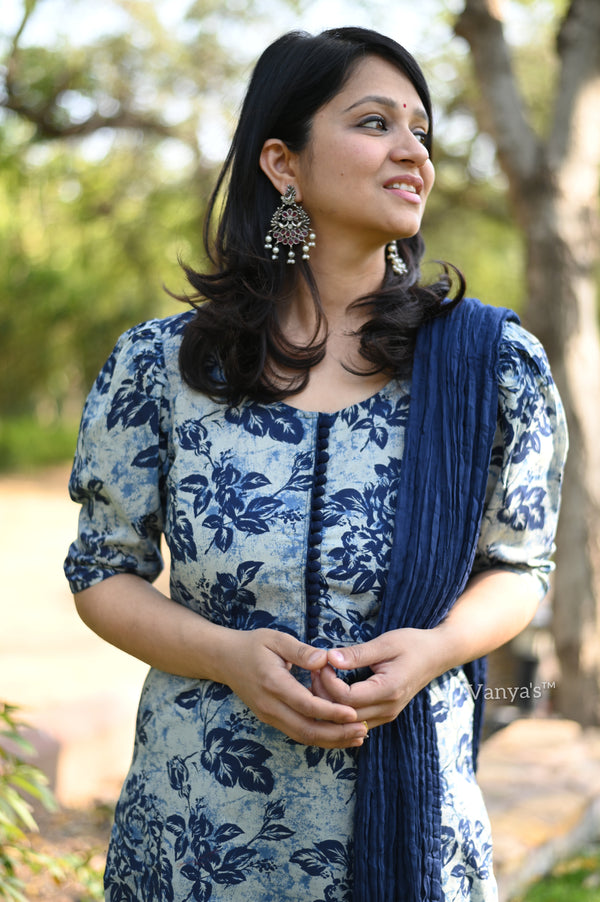 Neelakshi Indigo Print Kurta Suit Set