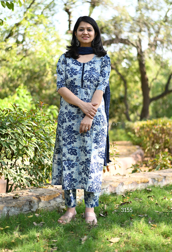 Neelakshi Indigo Print Kurta Suit Set