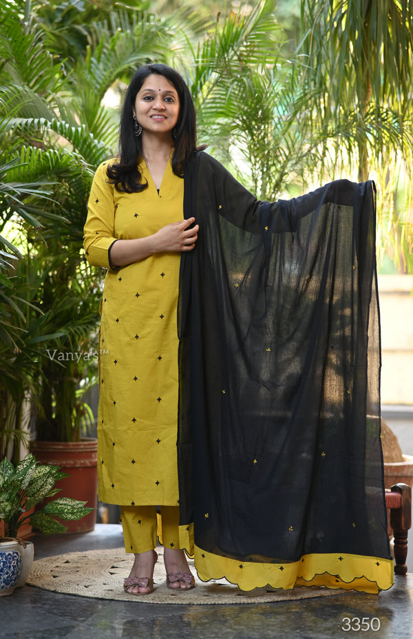 Basant Cotton Embroidery Suit Sets (With Mul lining Inner)