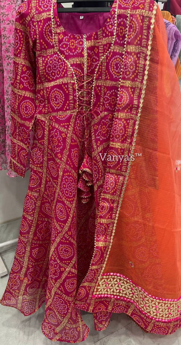 Sharvani Ghatchola Kota Doria Anarkali suit set