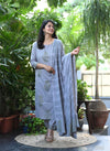 Ritu Cotton Gray Schiffle Hand Block Suit sets