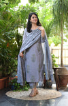 Ritu Cotton Gray Schiffle Hand Block Suit sets