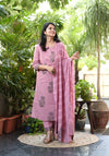 Ritu Cotton Pink Schiffle Hand Block Suit sets