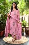 Ritu Cotton Pink Schiffle Hand Block Suit sets
