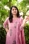 Ritu Cotton Pink Schiffle Hand Block Suit sets
