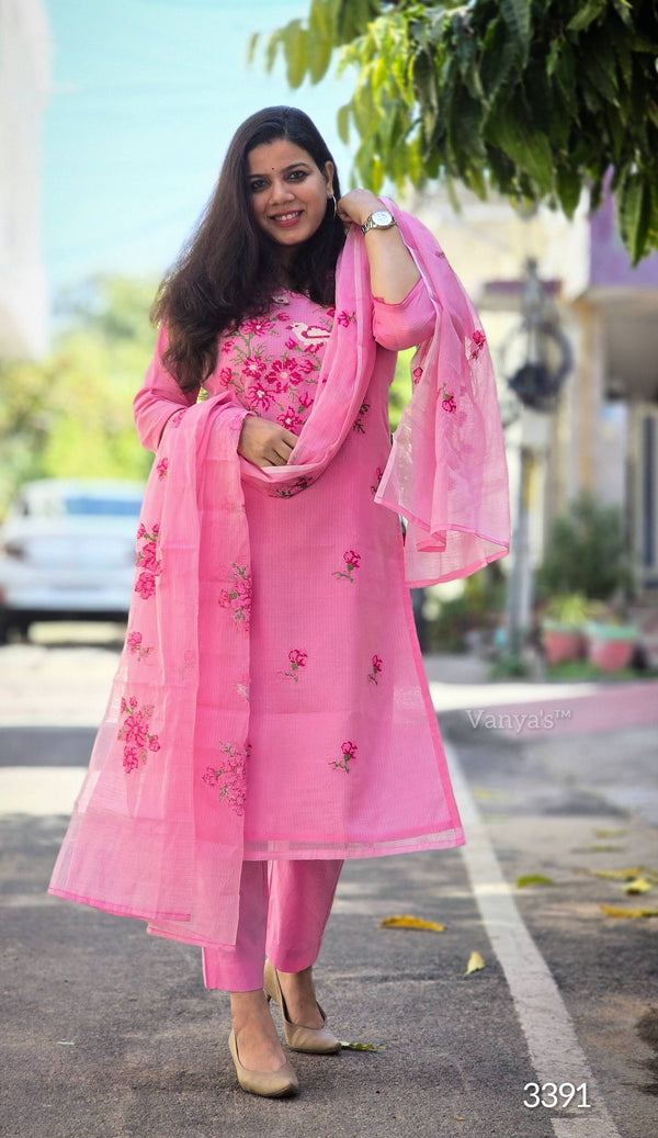 Nishi Pink Kota Doria Suit Sets