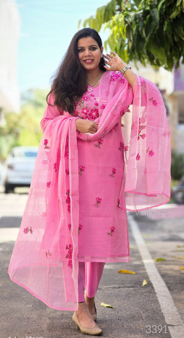 Nishi Pink Kota Doria Suit Sets