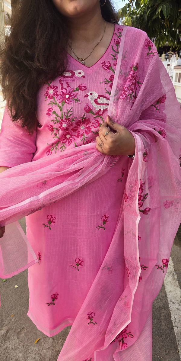 Nishi Pink Kota Doria Suit Sets