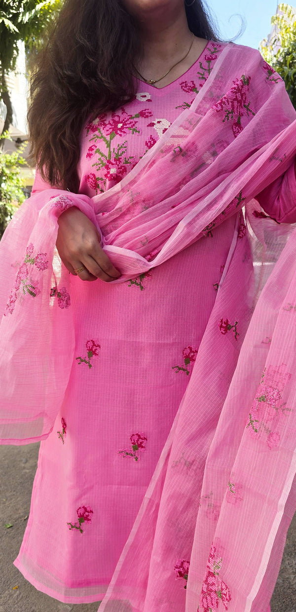 Nishi Pink Kota Doria Suit Sets